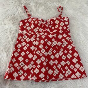 Patagonia womens hemp blend back zip blouse size 8 geo pattern